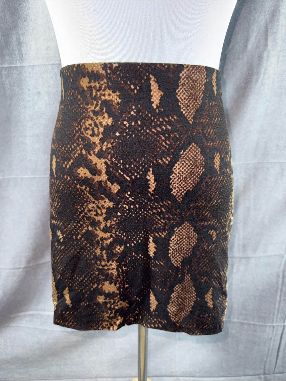 2907-Express Brown and Black Snake-Print Mini Skirt